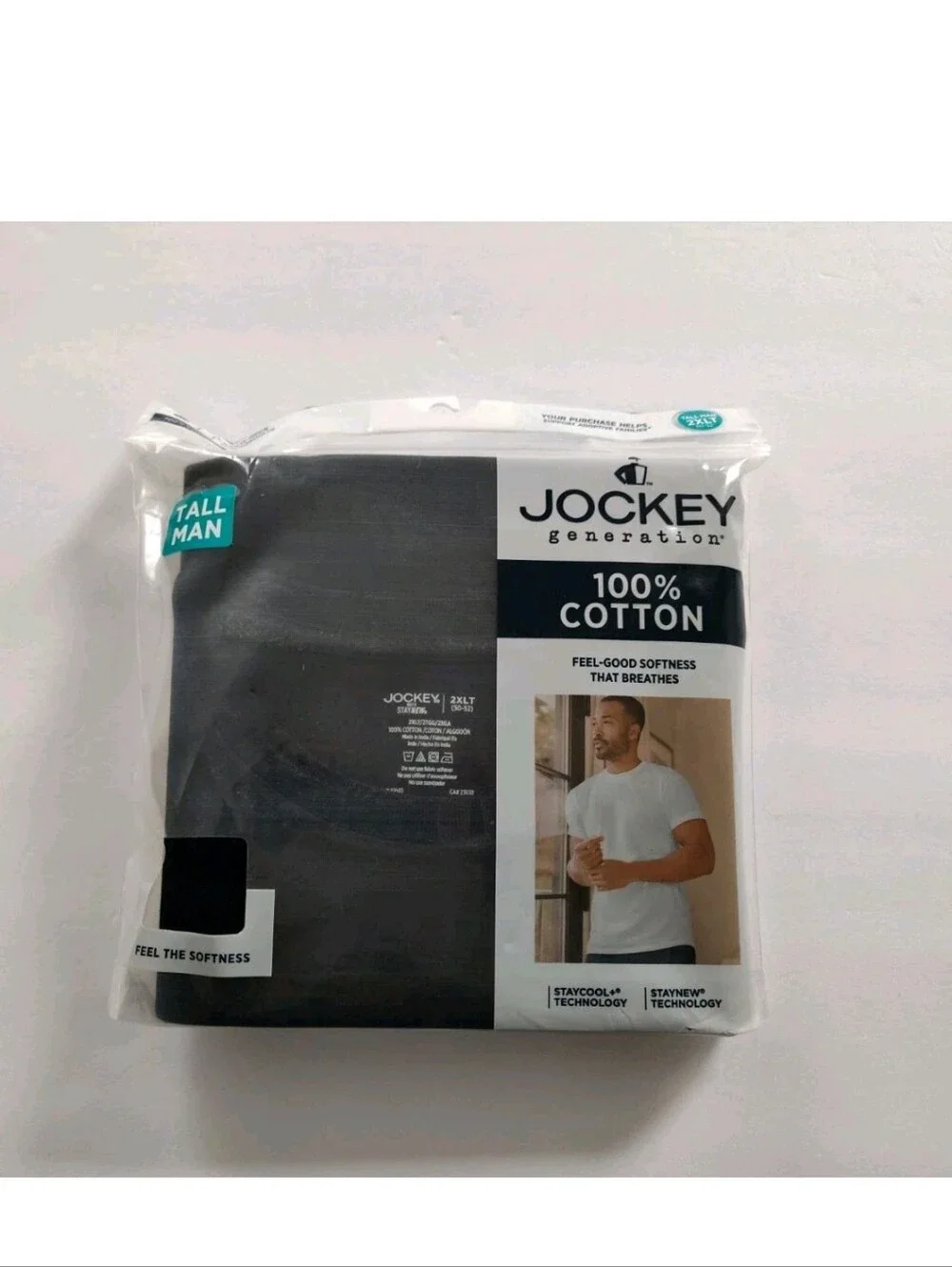 Jockey Generation Mens Cotton Crewneck Black Undershirts Pack Of 2 Size 2XLT